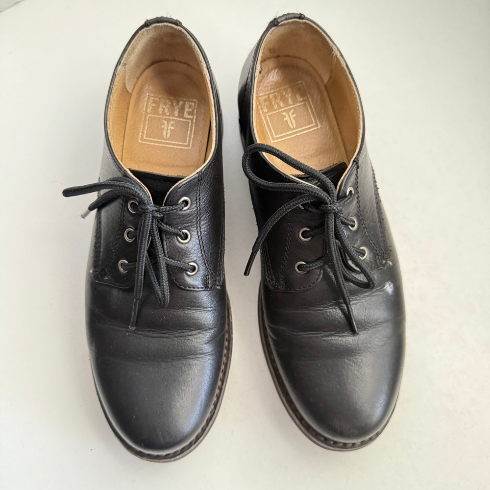 Frye Veronica Oxford Black Leather Lace Up Shoes 72272 Womens Size 7 M - Picture 3 of 10